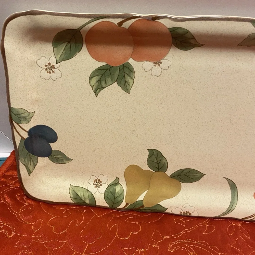 Mikasa Fruit Panorama  Serving Platter Tray Rectangle Peach Plum‎ Grape Pear